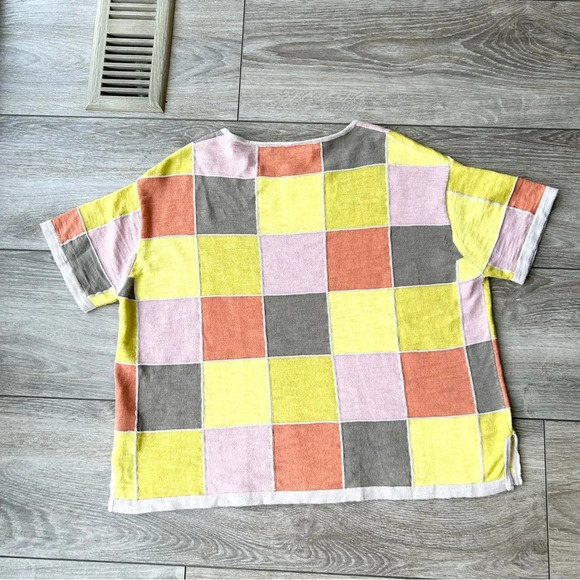 Mansted Ice-tea Lemon Checked Short  Sleeve Top - Picture 11 of 13